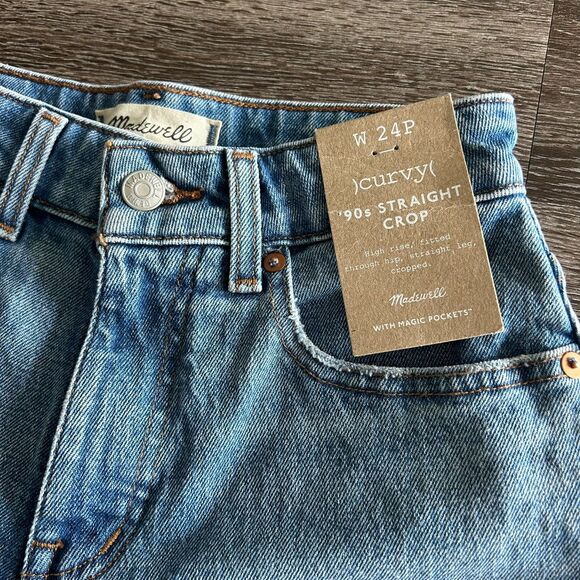 NWT Madewell The Petite Curvy '90s Straight Crop Jeans in Hazeldell Wash Size 24 - Picture 6 of 16